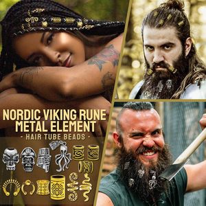 207 piezas Retro vikingo aleación colgante runas Estilo nórdico hombres barba y cuentas para el cabello herramientas de extensión de cabello - Product Image 3
