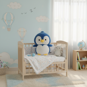 Peluche pingouin bleu, jouet doux décoratif pour bébé et enfant, fabriqué en Chine, modèle AL1216 - Product Image 4