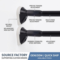Tringle télescopique sans perçage pour rideau de douche, tringle à vêtements en acier inoxydable réglable, support mural pour rideau de salle de bain et armoire