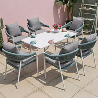 Ensemble table et chaises 5 places en osier pour extérieur, résistant à l'eau, amovible, mobilier de loisirs pour cour, jardin, terrasse