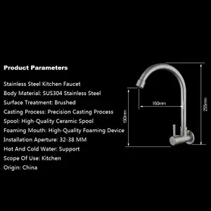 304 rubinetto da cucina a parete 1/2x2 e rubinetto flessibile da cucina con rubinetti di uscita di fabbrica