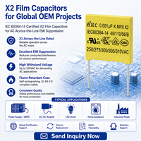 Fabricant fiable de condensateurs de sécurité JEC X2, alimentations à découpage, chargeurs de véhicules électriques, applications de contrôle industriel et de filtre EMI