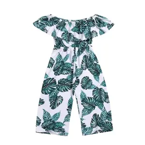 Macacão infantil com estampa de palma de mão para meninas, roupa de verão para praia do Havaí, calça larga personalizada