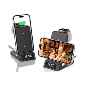 Chargeur sans fil 3-en-1 15W avec horloge de bureau multifonctionnelle et <span class=keywords><strong>base</strong></span> magnétique pour <span class=keywords><strong>iPhone</strong></span>, iPad, iWatch8 et support pour écouteurs - Product Image 5