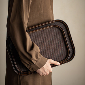 Bamboo Woven Mat Rectangular <b>Tray</b> Irregular Shape Asian Zen Style Afternoon <b>Tea</b> Serving Dry Brewing <b>Tray</b> - Product Image 1