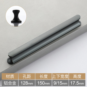 Poignées de meuble et de tiroir modernes en alliage d'aluminium noir avec design doré allongé pour armoire et cuisine, installation facile - Product Image 5