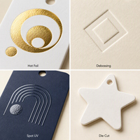 Étiquettes suspendues personnalisées en carton blanc 355 g/m² pour accessoires vestimentaires avec impression de logo anti-contrefaçon pour la mode de détail