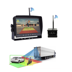 מערכת מצלמת רוורס אלחוטית 7 אינץ' 1080P AHD למשאית עם צג, ראיית לילה, פאנל סולארי מתכוונן 180 מעלות, גילוי הולכי רגל BSD - Product Image 1