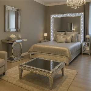 Ensemble de meubles de chambre OEHOME sur mesure en bois massif et cuir pour villa, appartement, hôtel – Design réglable – Garantie 2 ans - Product Image 3