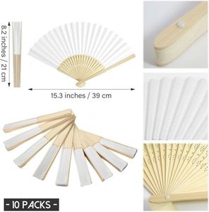 Foldable Customizable Eco-Friendly Chinese Style Hand-held Bamboo Fan Painted Design for Wedding Chinese New Year <b>Gifts</b> DIY - Product Image 5