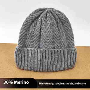 Nouveau design, bonnet en laine mérinos de haute qualité, tricoté épais, pour femme, style décontracté et tendance - Product Image 2