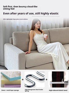 Cổ Điển Chenille Vải Modular Đậu Phụ Khối Đám Mây <span class=keywords><strong>Sofa</strong></span> Set Hợp Thời Trang Mid- Wabi-Sabi Xuống Kem Phong Cách Cho Phòng Khách Nhỏ - Product Image 6