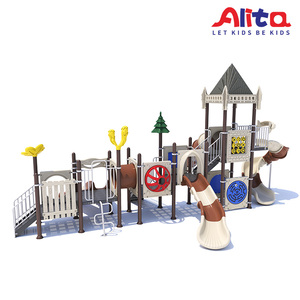 ALITA Équipement de terrain de jeu pour enfants couramment utilisé en plein air Double toboggan ALT-NC24036 plastique + tuyau galvanisé + panneau PE - Product Image 4