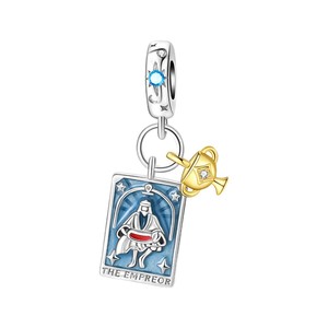 Accesorios para Pulseras de Joyería DIY, Dijes de Cartas del <span class=keywords><strong>Tarot</strong></span>, Cuentas de Cobre Plateado con Diseño de Sol, Luna y Estrellas, Modelo PAC1435, Popular - Product Image 5