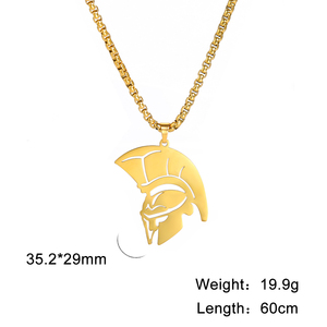 2021 Trend Spartan Warrior collana con ciondolo per donna uomo acciaio inossidabile placcato oro gioielli catena maglione regalo di natale - Product Image 6