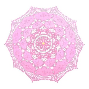 Mini parapluie droit pour adulte, design européen, blanc ivoire, avec dentelle, pour mariée, manivelle en bois, 8 baleines - Product Image 4