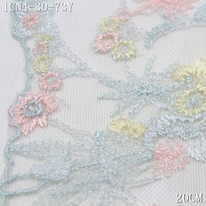 Garniture en <span class=keywords><strong>dentelle</strong></span> brodée en maille blanche avec fleurs colorées largeur 20cm <span class=keywords><strong>dentelle</strong></span> douce non extensible écologique pour vêtements de Lingerie - Product Image 3