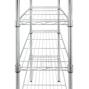 Estantería de almacenamiento resistente ajustable de 4 estantes <span class=keywords><strong>con</strong></span> <span class=keywords><strong>ruedas</strong></span>, organizador de Metal, estante de alambre plateado - Product Image 3
