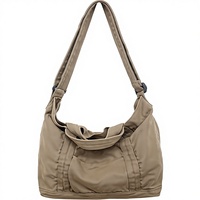 Sac fourre-tout et bandoulière en toile unie tendance pour femme avec fermeture éclair et poches, petite taille pour le travail et la plage