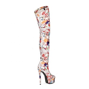 Bottes hautes à plateforme pour femmes, style dessin animé mignon, sexy, grande taille 45, à talon fin et long - Product Image 4