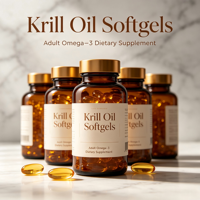 Huile de Krill de l'Antarctique en Gélules Souples, Riche en Phospholipides, Astaxanthine Naturelle, Oméga-3 EPA DHA, Faible en Matières Grasses, Sans Sucre, Complément Alimentaire pour Adultes