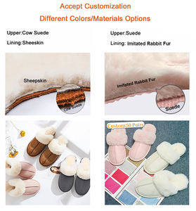 Personnalisé chaud <span class=keywords><strong>en</strong></span> <span class=keywords><strong>cuir</strong></span> de vachette daim plat intérieur extérieur hiver moelleux <span class=keywords><strong>en</strong></span> peau de mouton maison <span class=keywords><strong>en</strong></span> peau de mouton pantoufles femmes fabrication - Product Image 4