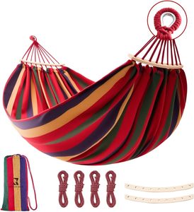 Venta caliente Mochila de viaje al aire libre Senderismo <span class=keywords><strong>Hamaca</strong></span> de lona de algodón plegable <span class=keywords><strong>Colgante</strong></span> de camping simple o doble - Product Image 2