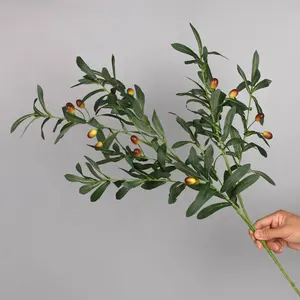 FC-7515 de simulación de una sola rama de olivo hojas de olivo diez tenedor con fruta de oliva 4 fruta de Oliva de simulación flor boda