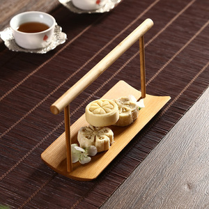 Bamboo Hand Held Basket With Handle Natural Bamboo Strips <b>Snack</b> <b>Tray</b> For Home And Hotel Use - Product Image 4
