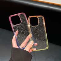 Casing HP iPhone 16 Pro Max Apple 15 14 Transparan Slot 13 Anti Jatuh dengan Motif Patchwork Glitter Gradasi Warna