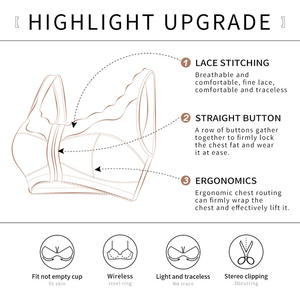 Haute qualité dames soutien-gorge sous-vêtements cacher dos côté graisse sans couture dentelle Push up grandes femmes grande taille avant ouvert soutien-gorge femmes soutien-gorge - Product Image 2