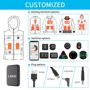 Rung Động Và Nhiệt Massager Wetsuit Sợi Carbon Miếng Đệm 5 Khu Săn Bắn Sưởi Ấm Vest Với Pin - Product Image 5