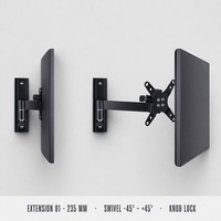 Support mural pour téléviseur DMP LCD105 à mouvement complet, support d'écran articulé en aluminium VESA 75x75 100x100 noir 13-30 pouces