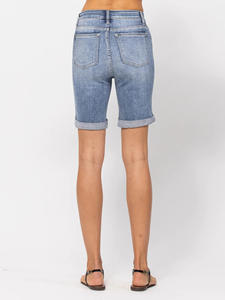 All'ingrosso pantaloncini in Denim da <span class=keywords><strong>donna</strong></span> di mezza vita <span class=keywords><strong>Bermuda</strong></span> da <span class=keywords><strong>donna</strong></span> in cotone elasticizzato traspirante stile estivo <span class=keywords><strong>pantaloni</strong></span> corti Casual a vita alta - Product Image 3