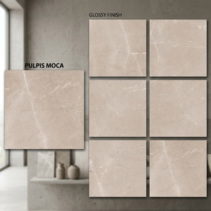 กระเบื้องพอร์ซเลนเคลือบเงา Foshan Pulpis Tan ขนาด 800x800 มม. คอลเลคชั่นหินสีเบจประณีตสำหรับพื้นที่สมัยใหม่ - Product Image 2
