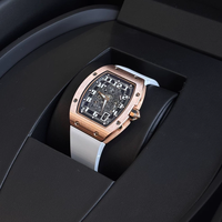 Reloj de Lujo Estilo 65-01 Ultrafino con Esfera Hueca, Correa de Fibra de Carbono y Caucho, Deportivo, Automático, Edición Limitada, con Puntero Personalizado