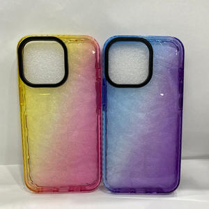 Funda Protectora Suave con Textura de Diamante Degradado Colorido para <span class=keywords><strong>iPhone</strong></span> <span class=keywords><strong>SE</strong></span> <span class=keywords><strong>2022</strong></span> con Borde de TPE y Función de Absorción de Impactos con Airbag - Product Image 1