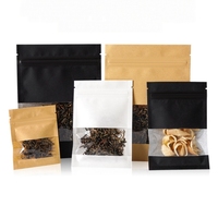 Sachet en papier kraft de qualité alimentaire, petit, recyclable, à fermeture éclair sur 3 côtés, avec fenêtre transparente, pour l'emballage d'échantillons de sucre, de thé, de petites graines