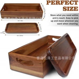 Solid wood tissue box, bathroom natural wood <b>perfume</b> <b>tray</b>, wooden household storage box with handle - Product Image 4