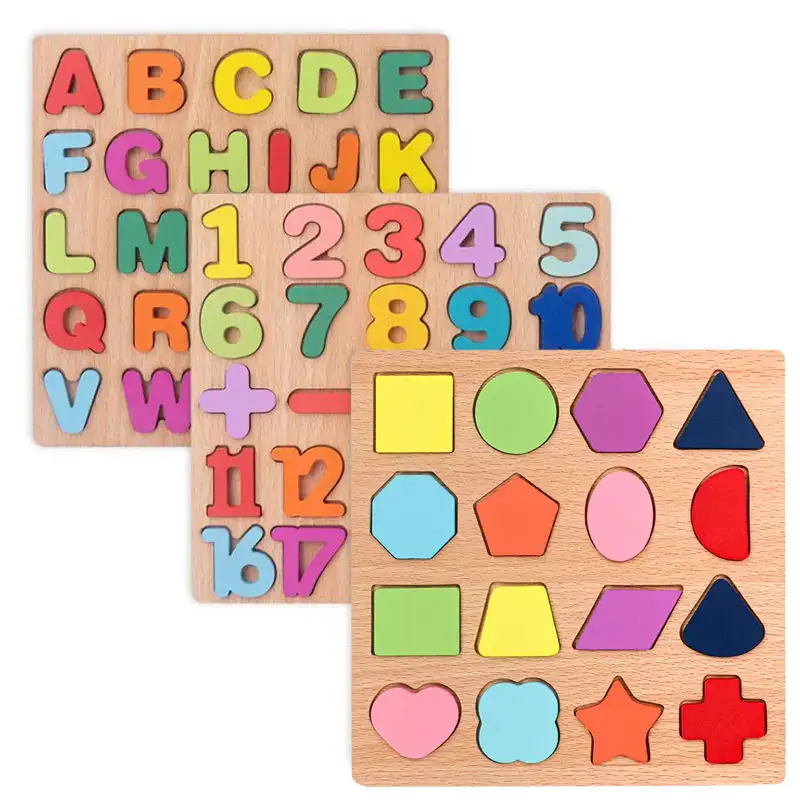 Gros bébé Alphabet numéro Montessori Alphabet 3D Puzzle jouet début éducatif en bois activités planches jouets pour enfants