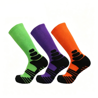 Chaussettes de sport en polyester rayées imprimées sur mesure avec design contrastant talon-orteil, compression et absorption des chocs pour l'entraînement des mollets