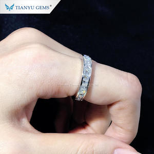 Tianyu Đá Quý Kênh Thiết Lập Pháp Cắt 2.5Mm Moissanite Ban Nhạc Vòng D Vvs1 Đá Phụ Nữ 18K 14K 10K Trắng Vàng Nhẫn Cưới Đồ Trang Sức - Product Image 4