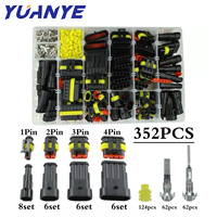 Kit de connecteurs électriques étanches 352 pièces, 1 à 4 broches, IP68 12A pour camions, voitures, quads et bornes de câblage
