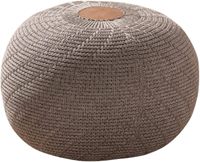 Grand pouf ottoman en acrylique tricoté, design bohème moderne, meuble de salon et chambre, 20" L x 15" H, marron, Chine