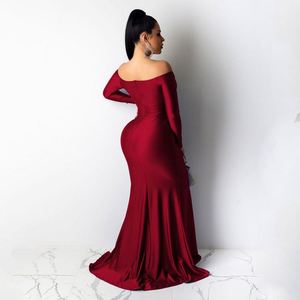 礼服晚礼服舞会狭缝马克西俱乐部伴娘褶裥长袖皇家蓝色女装 - Product Image 2