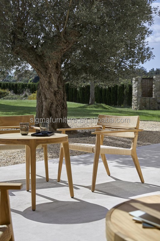 New Arrival Outdoor Living Furniture Natural Teak Solid Wood Small Lounge Chair Armchair Cheap Chair