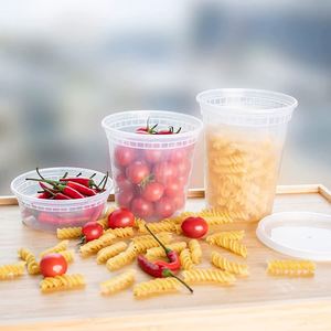 Gobelet à emporter pour traiteur, boîte de conservation alimentaire en plastique PP ronde avec couvercle, micro-ondable, 8, 16, 32 oz - Product Image 1