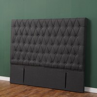 Tête de lit rembourré en lin matelassé de haute qualité, couvre-chef avec boutons, confortable et gris foncé, Queen size