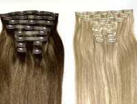 Extensions de cheveux humains à clipser, longues et lisses, multicolores, double trame, non traitées, vierges, Remy, pour les fêtes
