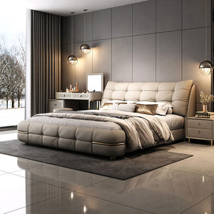 Meubles de chambre à coucher en bois de luxe moderne, lits rembourrés doux, <span class=keywords><strong>lit</strong></span> <span class=keywords><strong>double</strong></span> taille king size avec rangement, design de haute qualité - Product Image 1
